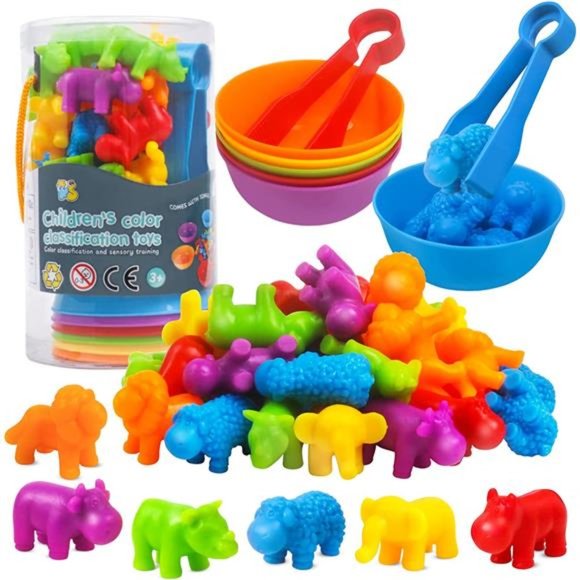 Animals Matching Games Color Sorting Stacking Toys with Bowls for  Aged 3+ Year - Picture 3 of 14